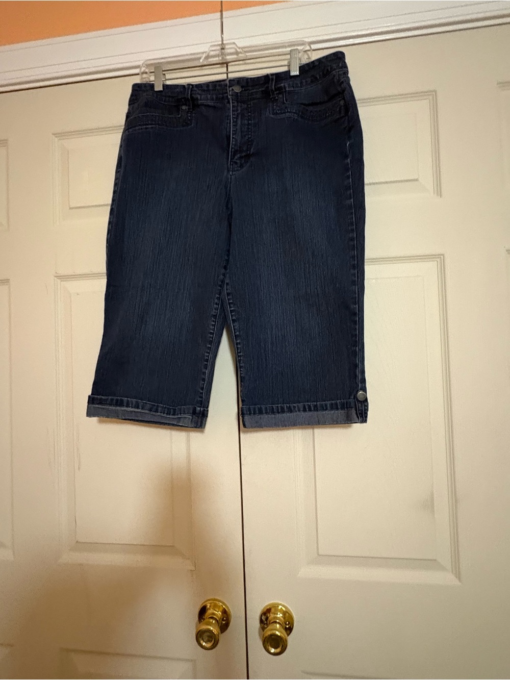 Cuffed “Skimmer” Capris - Gloria Vanderbilt DARK Blue Denim, Sz 14, Preowned